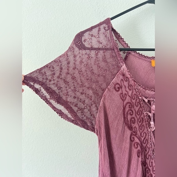 Sakkas Egan Magenta Long Embroidered Caftan Dress Embroidered Sleeves One Size - Picture 7 of 16